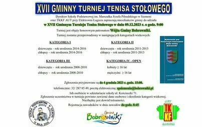 Zdjęcie do TURNIEJ TENISA STOŁOWEGO
