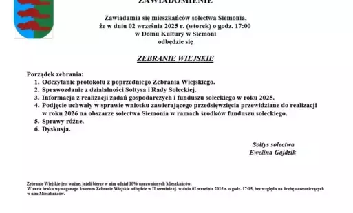 Zdjęcie do Zebranie Wiejskie Siemonia