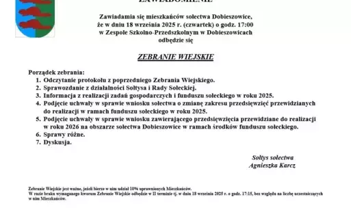 Zdjęcie do Zebranie Wiejskie Dobieszowice